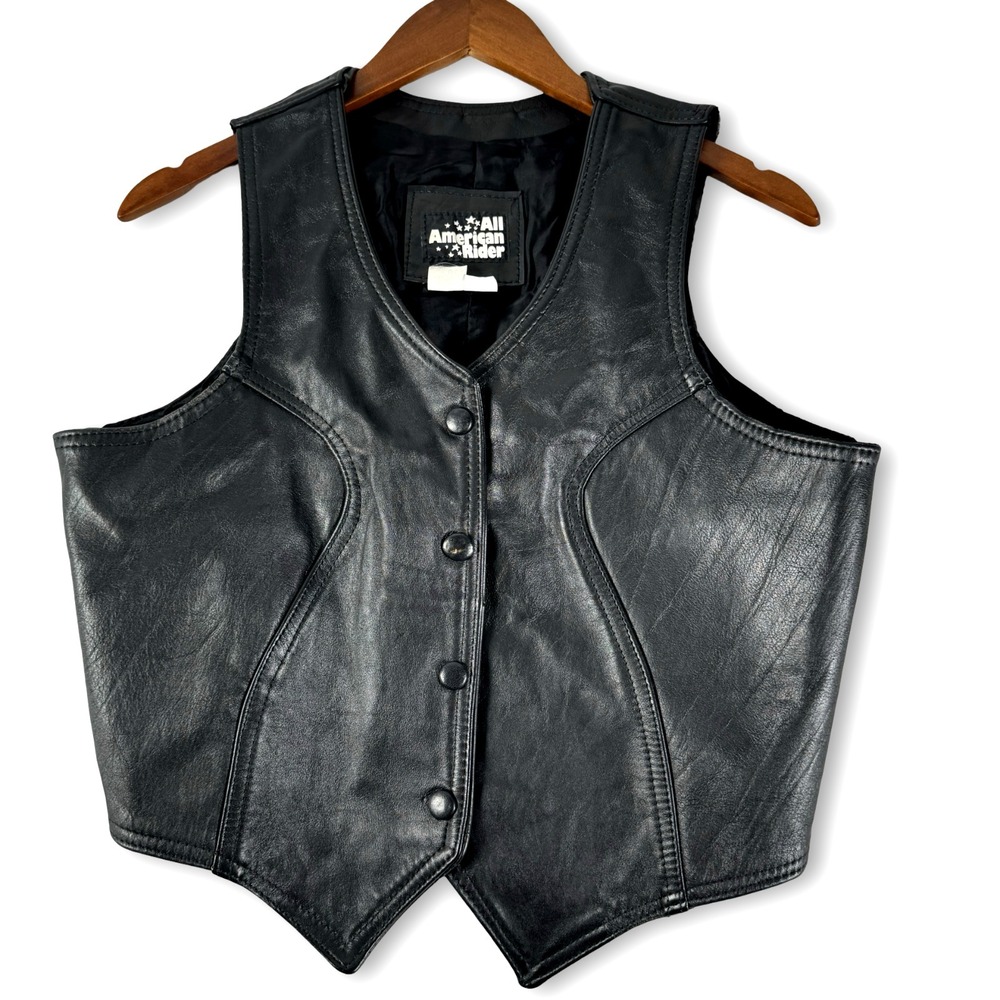All American rider Mens Leather Vest Sz S Small